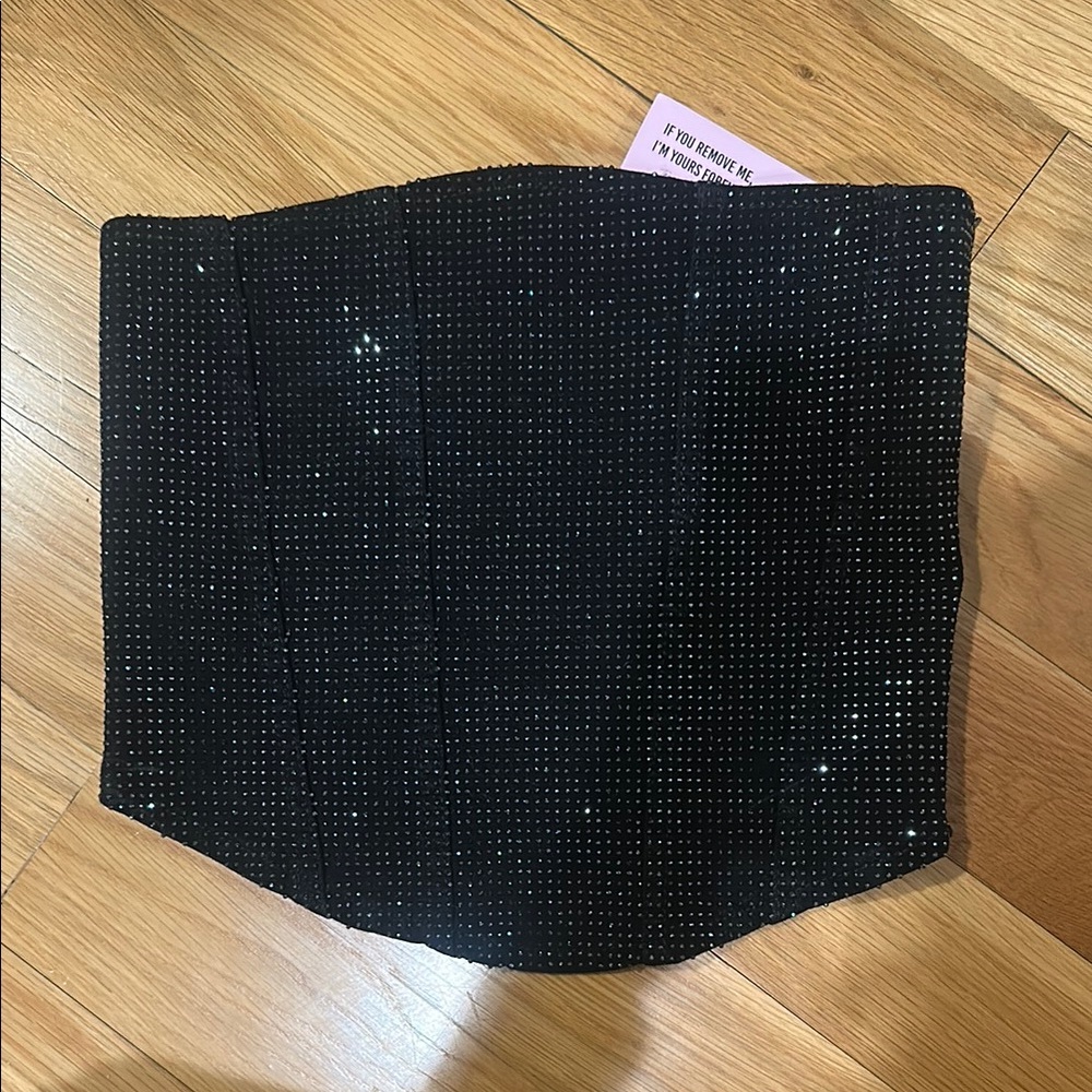 Sparkling Black Rhinestone Bustier